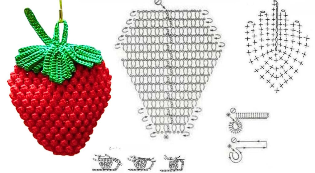crochet strawberry diagram with bobbles
