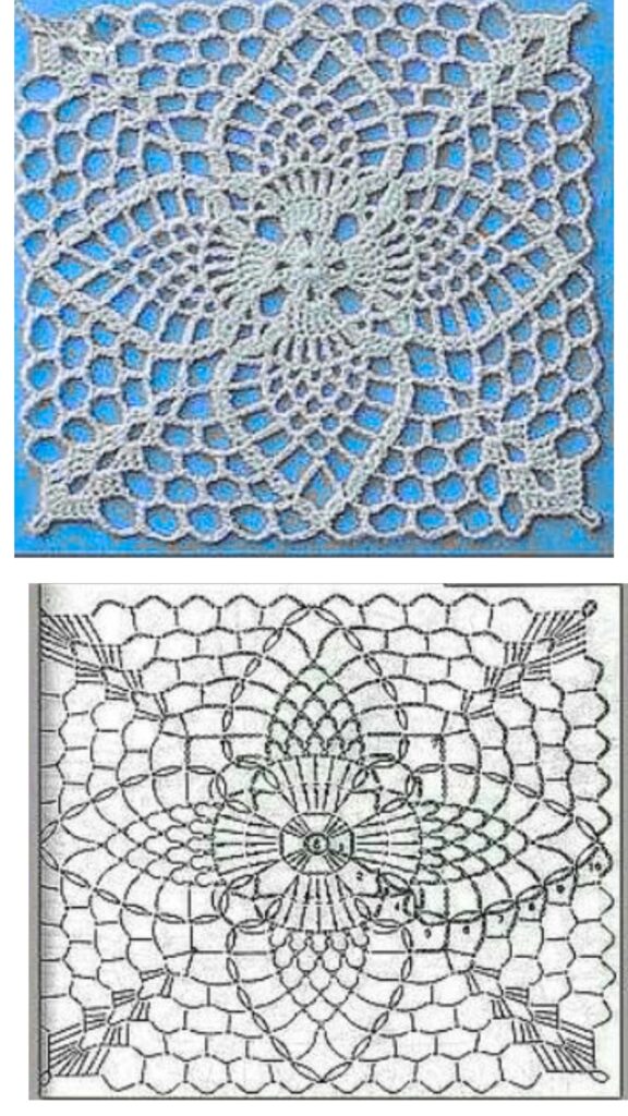 8 Lace Crochet Squares with Pattern Diagrams (PDF)