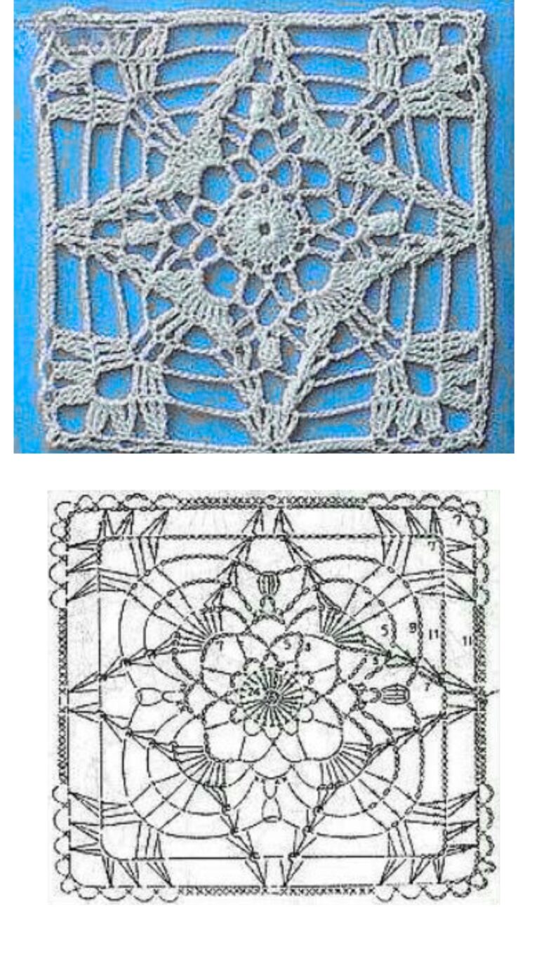 8 Lace Crochet Squares with Pattern Diagrams (PDF) ⋆ Crochet Kingdom