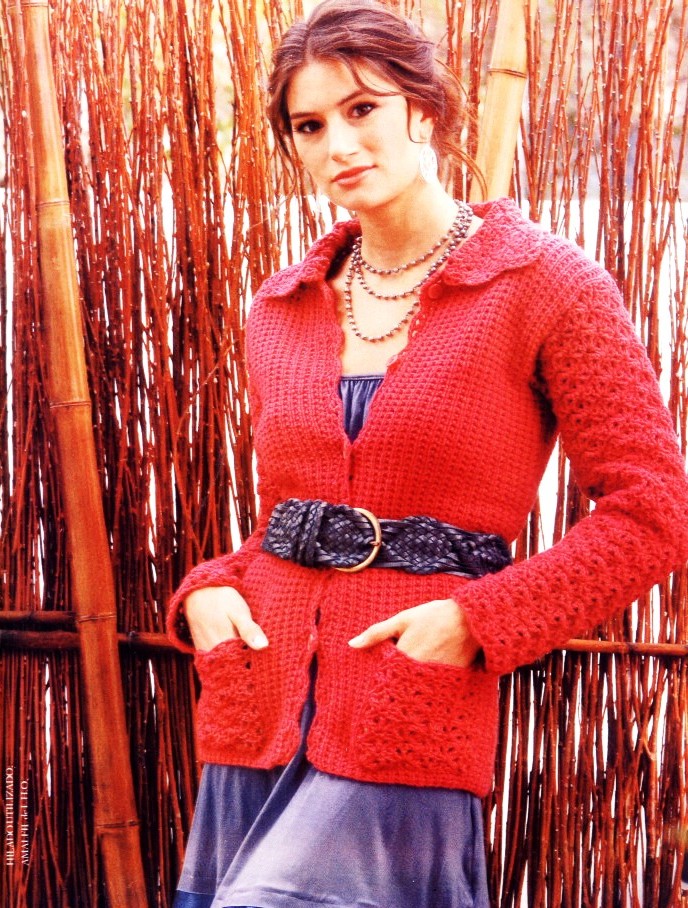 Free Crochet Jacket Pattern with Pockets and collar