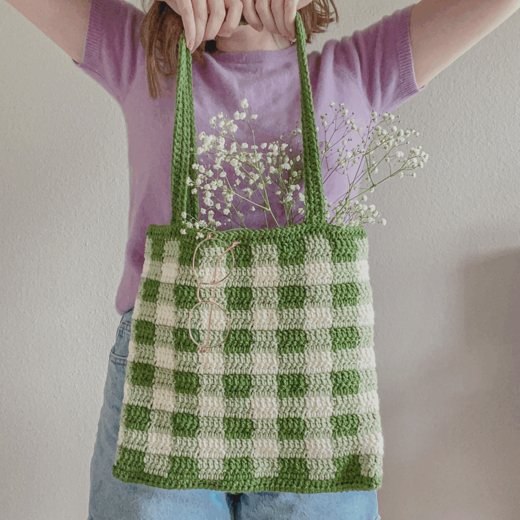 Simple Crochet Gingham Tote Bag