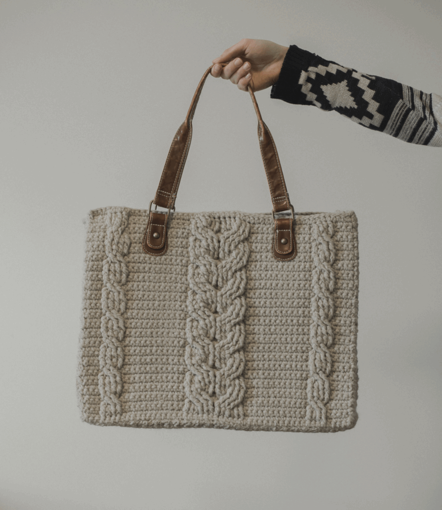 free cabled tote bag crochet pattern