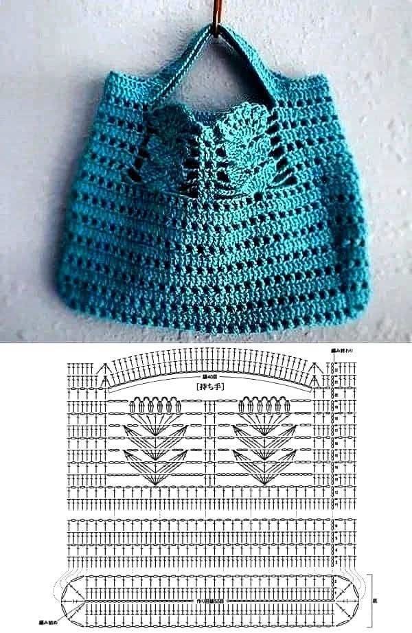 free crochet tote bag pattern diagram chart