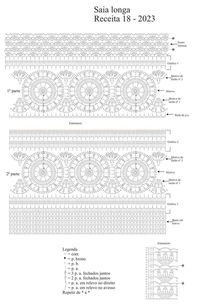 Boho Long Skirt Free Crochet Pattern Diagrams