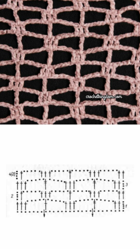 Diagonal Filet Mesh Crochet Tutorial Sample 6