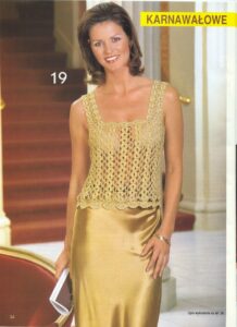 Golden Crochet Top Free Pattern with Chain Motifs