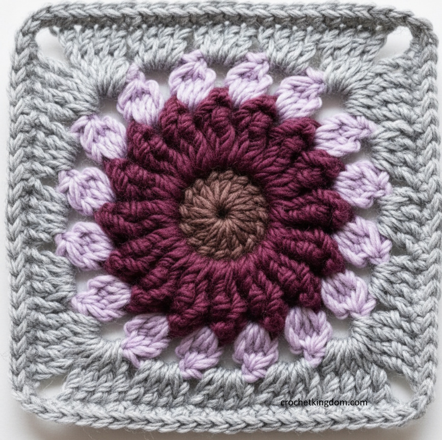 flower in a square crochet pattern
