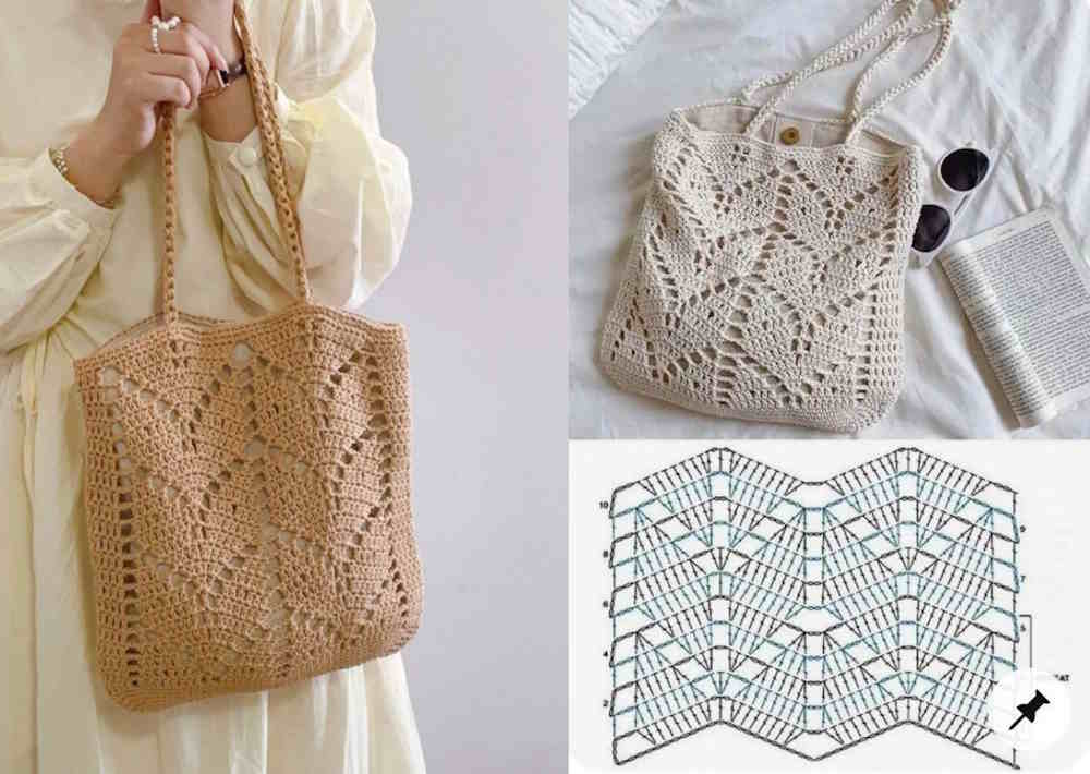 Beginner friendly crochet bag leaf stitch