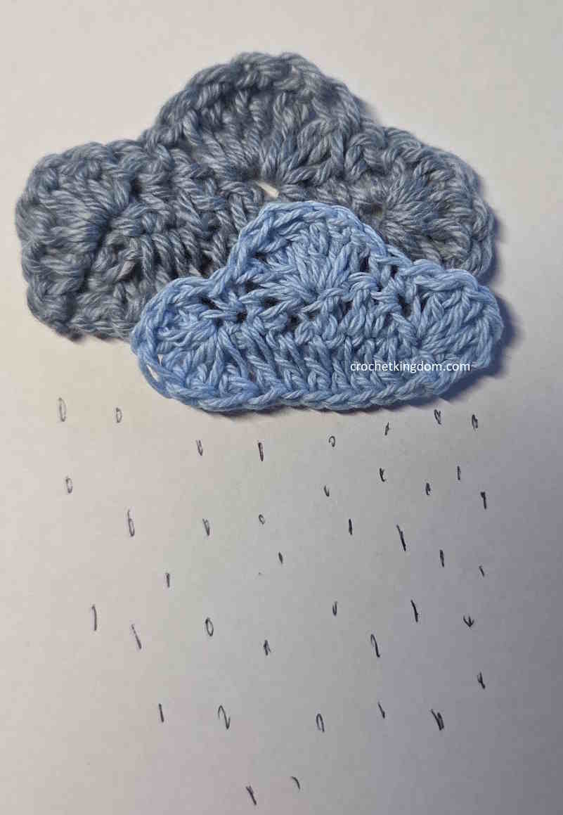 Easy Crochet Rain Cloud Applique Free Pattern Diagram & Video Tutorial