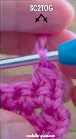 Single Crochet 2 Together (sc2tog)